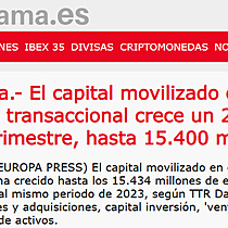 Economa.- El capital movilizado en el mercado transaccional crece un 26% en el primer trimestre, hasta 15.400 millones